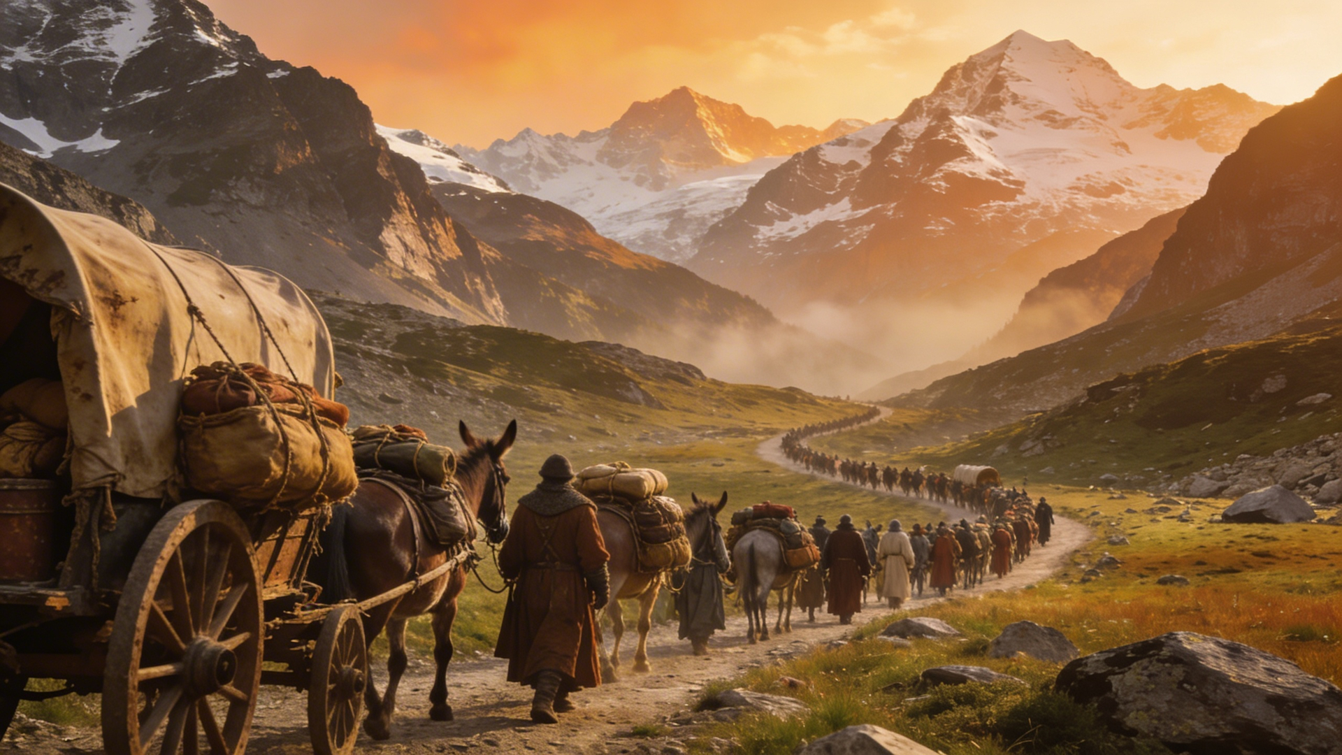 La Via del S.Gottardo - Carovana di mercanti da Hospental verso il S.Gottardo La Via del S.Gottardo - Carovana di mercanti da Hospental verso il S.Gottardo