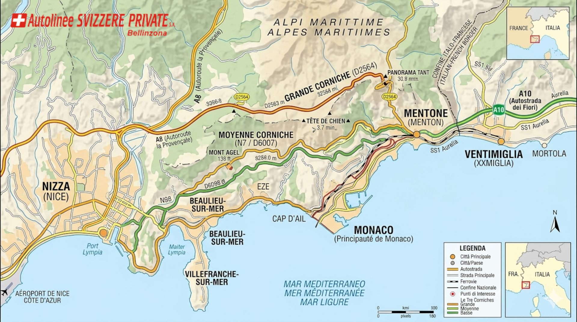 Le 3 "Corniches" della Costa Azzurra Le 3 "Corniches" della Costa Azzurra