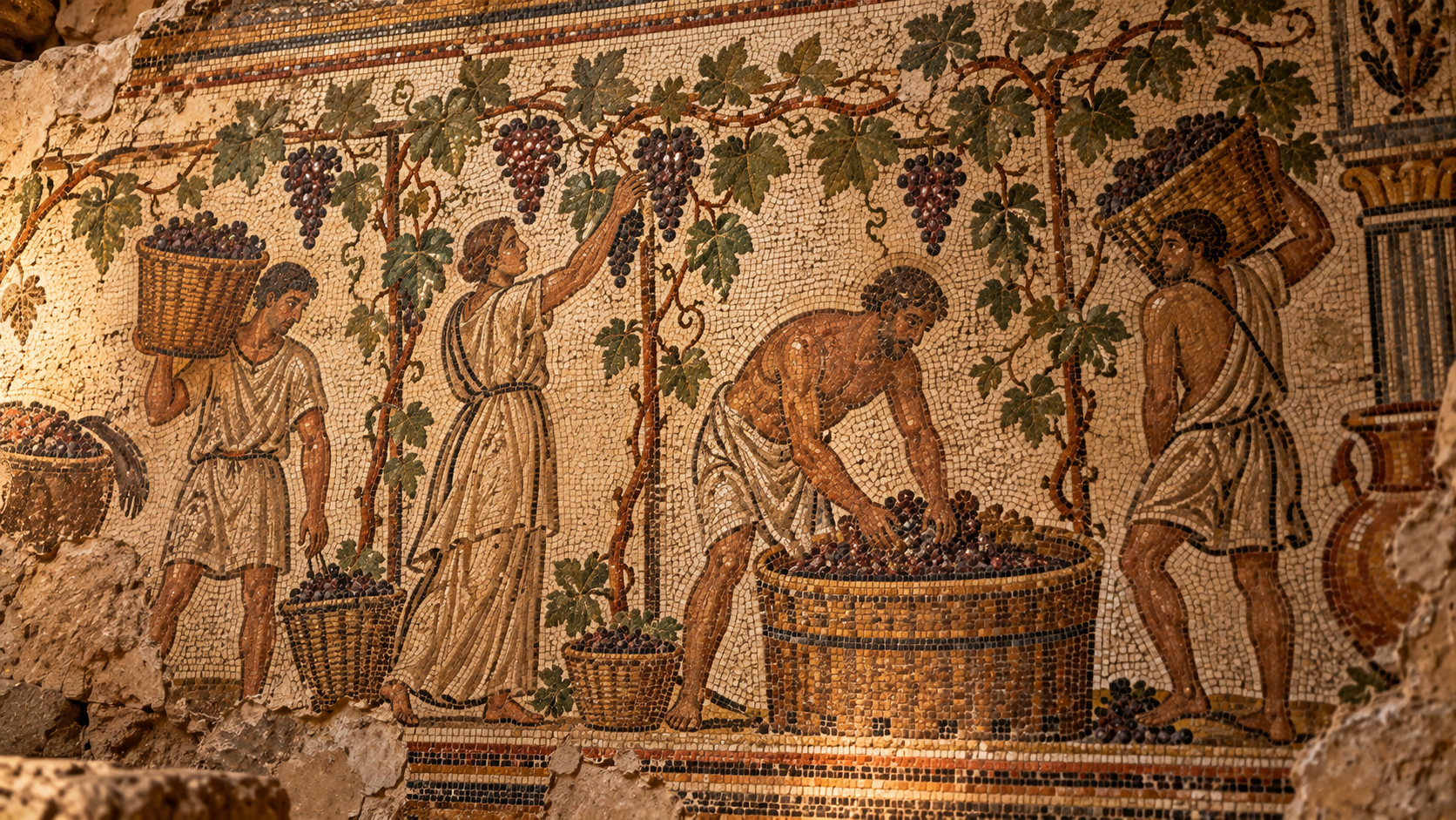 Mosaico romano della vendemmia antica Mosaico romano della vendemmia antica