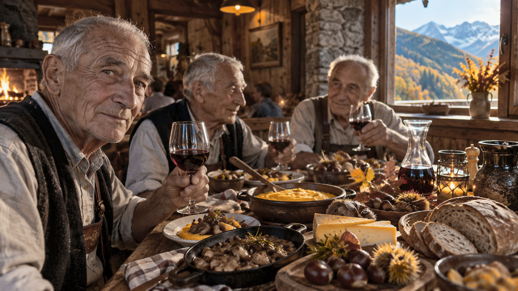 Pranzo d’autunno in chalet di montagna